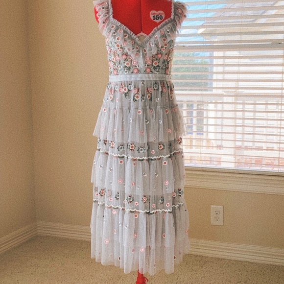 Rare NEEDLE AND THREAD wildflower tiered midi dress - Picture 3 of 6